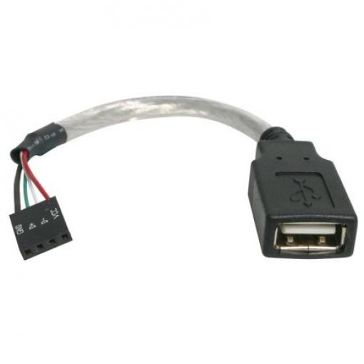 StarTech.com Kabel USB do zásuvky IC Vnitřní, A: 4pin IDC, 150 mm Vnitřní, Šedá, B: USB typu A