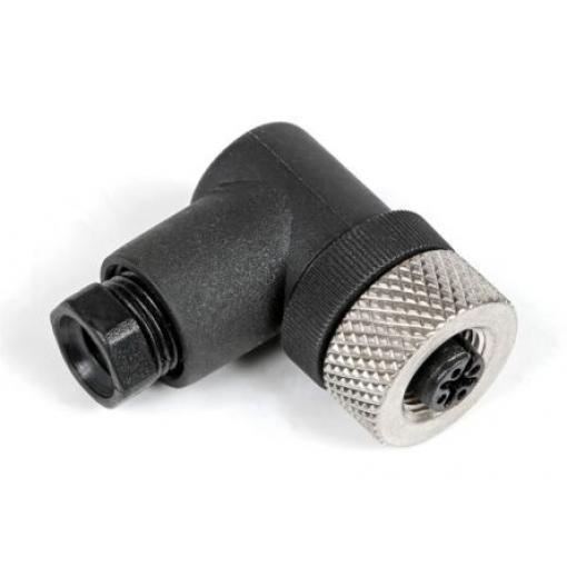 Kulatý konektor, počet kontaktů: 4, Kabel, velikost: M12 RS PRO, pohlaví kontaktu: Vnitřní, orientace těla: Pravý úhel