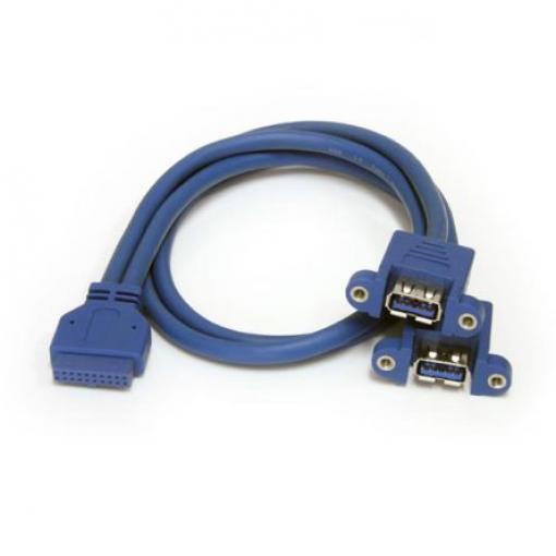 StarTech.com Kabel USB do zásuvky IC Vnitřní, A: 20pin zásuvka, 500 mm Vnitřní, Modrá, B: USB typu A
