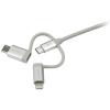 StarTech.com Kabel USB do zásuvky IC Vnější, A: USB typu A, 1 m Vnější, Stříbrná, B: Lightning, Micro USB typ B, USB