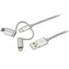 StarTech.com Kabel USB do zásuvky IC Vnější, A: USB typu A, 1 m Vnější, Stříbrná, B: Lightning, Micro USB typ B, USB