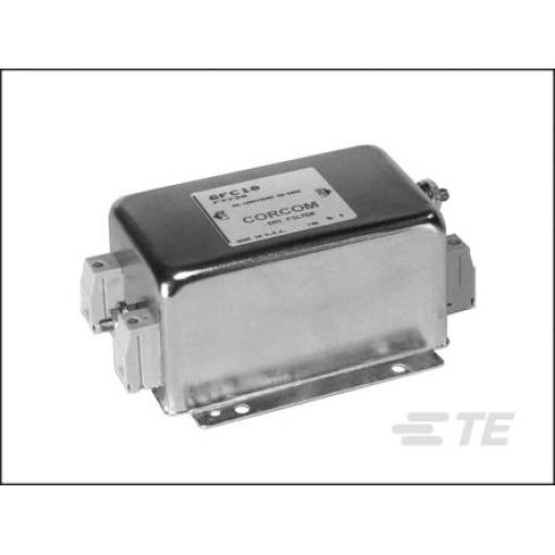 Silnoproudý filtr, řada: Corcom FC, 250V ac, 50/60 Hz, Montáž na přírubu, Svorkovnice, 6 A, počet fází: 1, TE