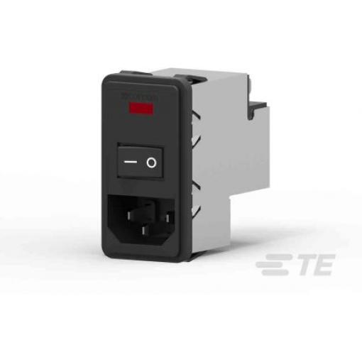 TE Connectivity Filtr IEC 10A, řada: Corcom P, Zacvakávací montáž, 230 V ac, 50/60 Hz Faston, 40 °C, -10 °C