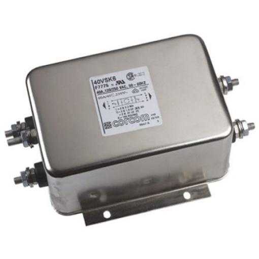 Filtr RFI, řada: Corcom SK, 250V ac, 50/60 Hz, Montáž na přírubu, Závitový čep, 40 A, počet fází: 1, TE Connectivity,