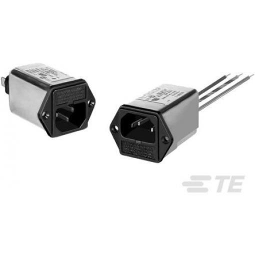 TE Connectivity Filtr IEC 6A, řada: Corcom GC, Montáž na přírubu, 250 V ac, 50/60 Hz Faston, 40 °C, -10 °C