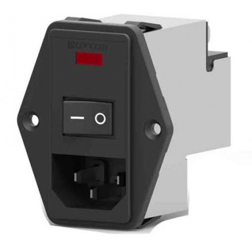 Vstupní filtr IEC, řada: Corcom P, Montáž příruby, Faston, 6A, 115 V AC, 230 V AC, 50/60Hz, -10 → +40 °C