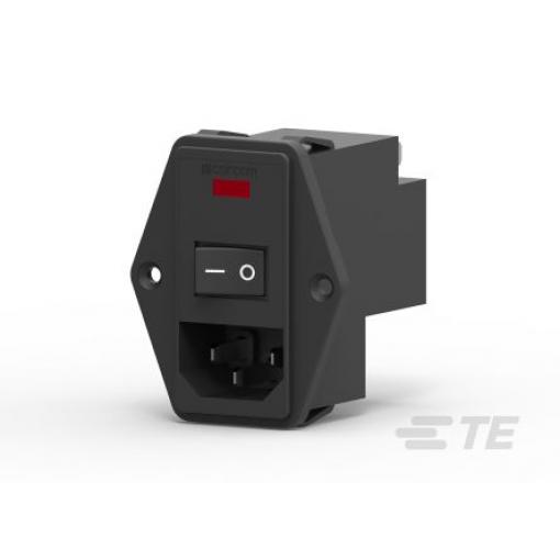 TE Connectivity Filtr IEC 10A, řada: Corcom P RAST 5, IEC 60320 1, Montáž na přírubu, 230 V ac SPST, DPST, 50/60 Hz
