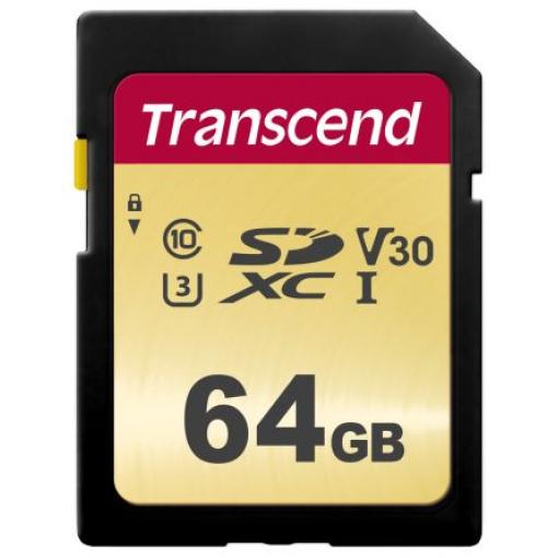 Karta SD 64 GB SDXC, SDHC MLC Transcend, řada: 500S U3, Třída 10 85 °C -25 °C