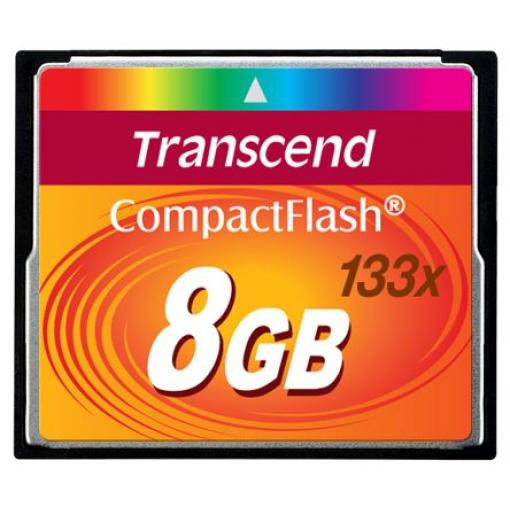Karta Compact Flash Compact Flash Transcend 8 GB, model: CF133 MLC 85 °C -25 °C 133x