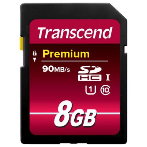 Karta SD 8 GB SDHC Transcend, řada: Premium Třída 10, UHS-I 85 °C -25 °C