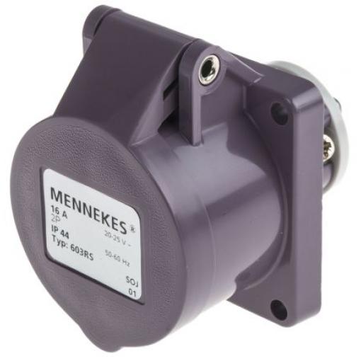 MENNEKES Průmyslový napájecí konektor, IP44, Panel barva Purpurová, 16 A 2P, 25 V