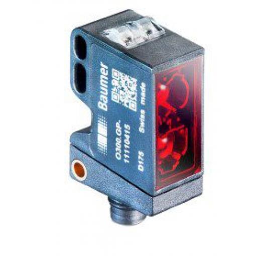Baumer Fotoelektrický snímač Pulsní červené LED světlo Blok Konektor M8, výstup: Dvojčinný Difuzní IP67