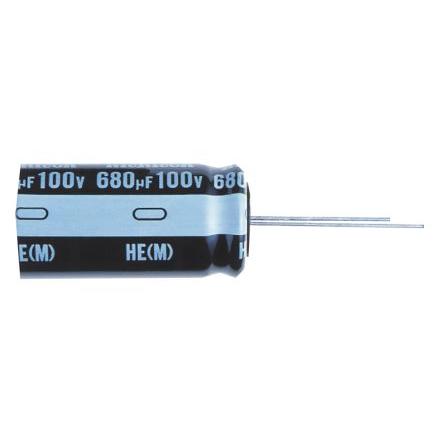 Kondenzátor, řada: HE 100 μF ±20 % 50V dc Radiální vedení UHE1H101MPD, Radiální, Průchozí otvor Nichicon
