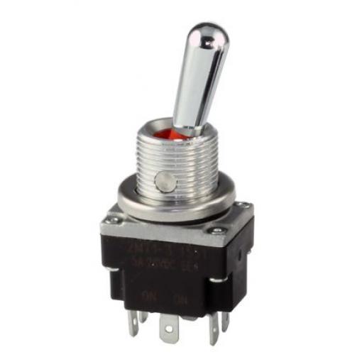 Přepínač IP67, IP68 DPDT (Zap)-vyp-(zap) ovládání 5 A