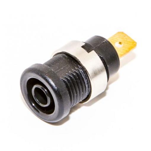 Mueller Electric Zásuvka na banánky, 4 mm, 1000V, 36A, Černá, Vnitřní Pájecí, materiál kontaktu: Mosaz, pokovení
