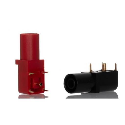 RS PRO Zásuvka na banánky, 4 mm, 1kV, 24A, Černá, Červená, Vnitřní Krytá zásuvka, délka: 50 m, pokovení kontaktu: Zlatá
