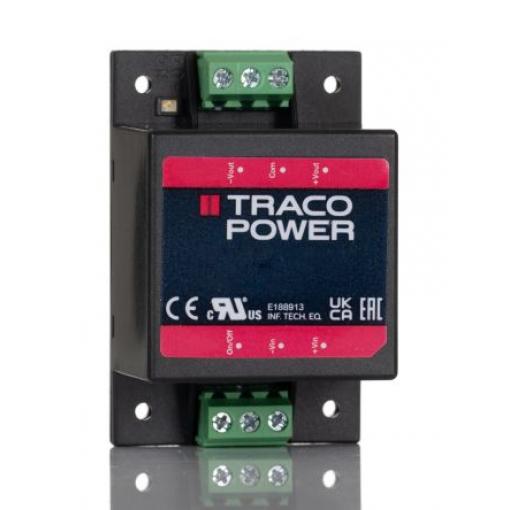 TRACOPOWER Měnič DC/DC TMDC 06, výstup: 5.1 V dc 3 kV dc, Vin 36V dc 1.2 mA, Vin 9V -40 °C 80 °C Montáž na rám