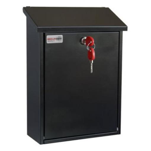 Securikey, Černá Poštovní schránka, výška: 365 mm, šířka: 270 mm, hloubka: 110 mm
