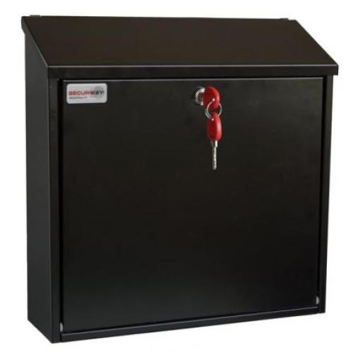 Securikey, Černá Poštovní schránka, výška: 370 mm, šířka: 365 mm, hloubka: 110 mm