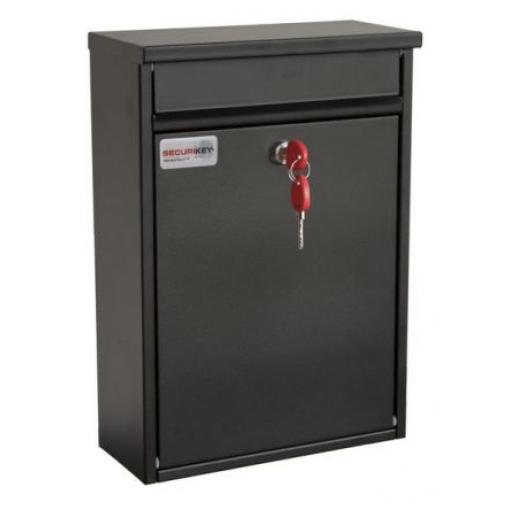 Securikey, Černá Poštovní schránka, výška: 365 mm, šířka: 250 mm, hloubka: 110 mm