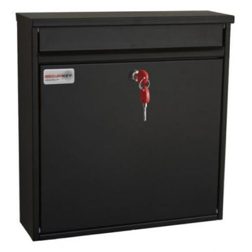 Securikey, Černá Poštovní schránka, výška: 370 mm, šířka: 360 mm, hloubka: 110 mm