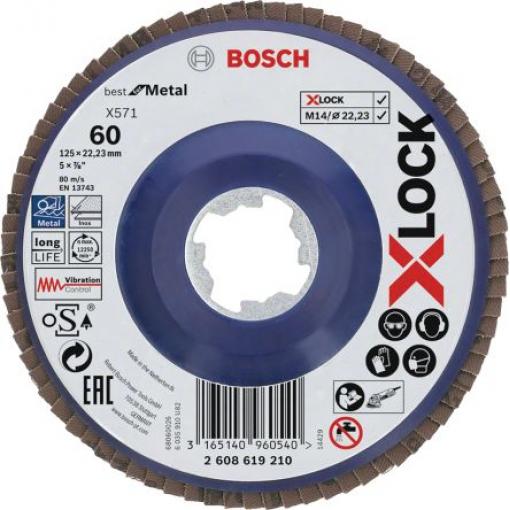 Skládaný kotouč Zirkonia hliník zrnitost 60 průměr 125mm x 22.23mm (vývrt) Bosch