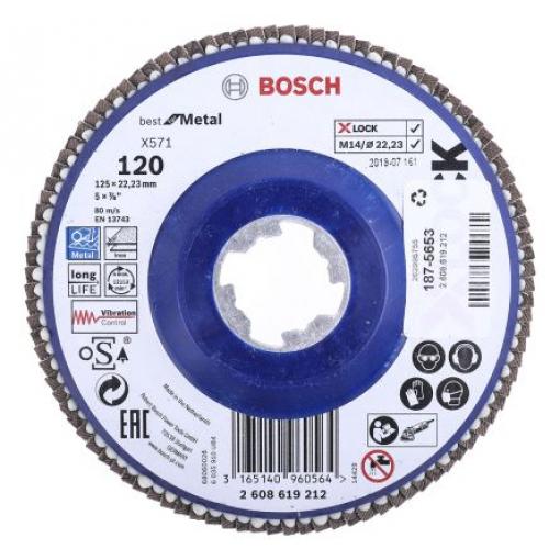 Skládaný kotouč Zirkonia hliník zrnitost 120 průměr 125mm x 22.23mm (vývrt) Bosch