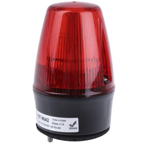 RS PRO Maják Blikající barva Červená 230V ac Xenonová Nástěnná, Povrch, Zapuštěná montáž 130mA No IP65