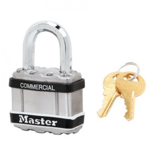 Master Lock Visací zámek S klíčem Odolnost vůči povětrnostním vlivům, Nerezová ocel Obojí 8 mm třmen, Stříbrná 44 mm