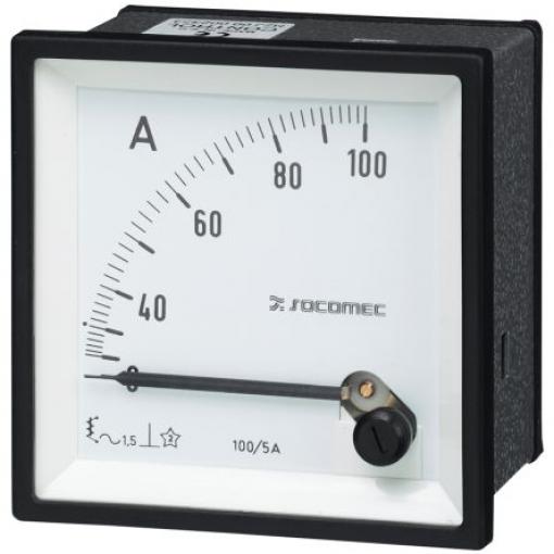 Analogový panelový ampérmetr 192A1300 5 A, výška výřezu: 72 mm DC, šířka výřezu: 72 mm Socomec
