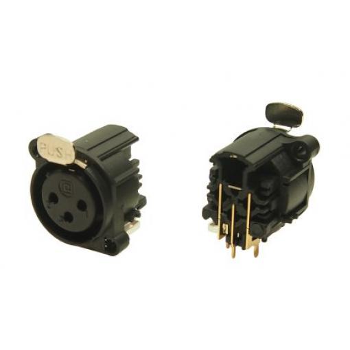 RS PRO Konektor XLR, počet kontaktů: 3, orientace těla: 90° Vnitřní, pokovení: Zlatá, Povrch, 250 V ac, materiál