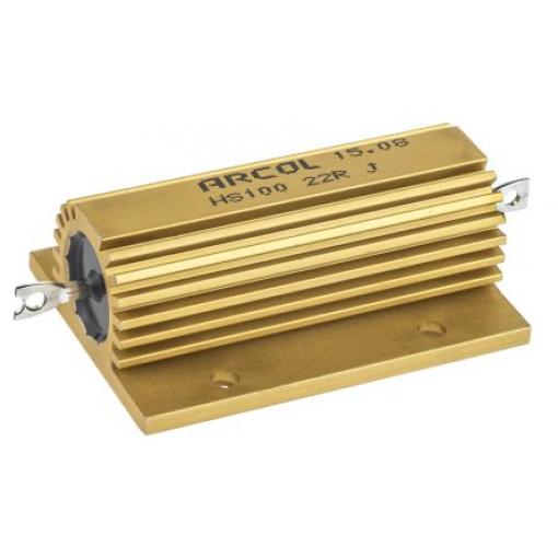 Rezistor pro montáž na rám, řada: HS100 22 Ω ±5 % HS100 22R J 100 W, Hliník, Axiální Vinutý Arcol