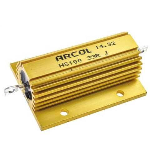 Rezistor pro montáž na rám, řada: HS100 33 Ω ±5 % HS100 33R J 100 W, Hliník, Axiální Vinutý Arcol
