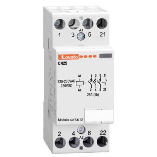 Lovato 4 NO Stykač napětí ve vinutí 24V ac/dc 4pólový 25 A 110V ac s 4 NO kontakty 24V ac/dc Řízení motoru, rozsah: CN