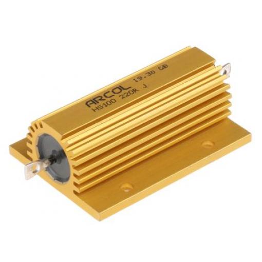 Rezistor pro montáž na rám, řada: HS100 220 Ω ±5 % HS100 220R J 100 W, Hliník, Axiální Vinutý Arcol