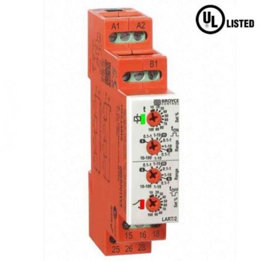 Broyce Control Časovací relé, řada: LART/2 Lišta DIN DPDT 2kontaktové 12 to 230 V dc 24 to 230 V ac Multifunkční funkce