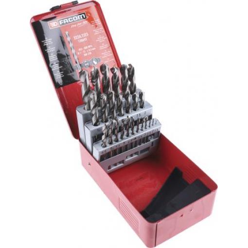 Sada bitů vrtáků, počet kusů: 25 Zámek Twist Lock Facom Hliníková slitina, Šedá litina, Nerezová ocel, Pro ocel do 800