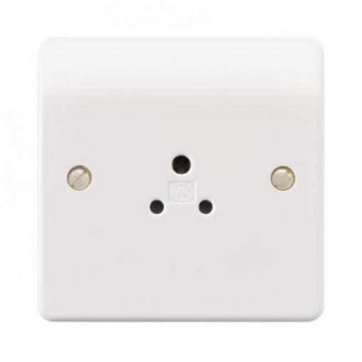 Elektrická zásuvka Bílá 1cestná Lisovaný Spínací proud 2 A Výstupní zásuvka, Oblý BS 1362:1973, BS 7671:2008, BS