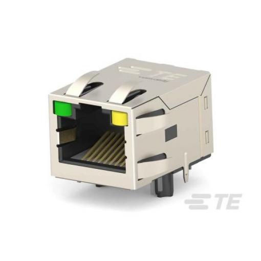 TE Connectivity Konektor RJ45, řada: 2337992 Vnitřní Cat5, počet cest: 8, Pravý úhel, Průchozí otvor Niklovaná mosaz,