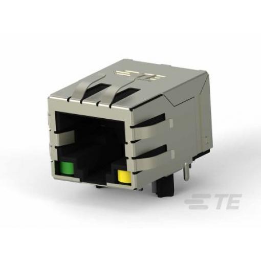 TE Connectivity Konektor RJ45, řada: 2337992 Vnitřní Cat5, počet cest: 8, Pravý úhel, Průchozí otvor Niklovaná mosaz,