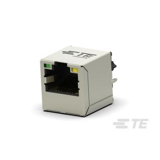 TE Connectivity Konektor RJ45, řada: 2337993 Vnitřní Cat5, počet cest: 8, Svislé, Průchozí otvor Niklovaná mosaz, počet