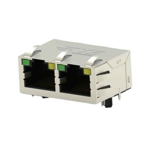 TE Connectivity Konektor RJ45, řada: 2337994 Vnitřní Cat5, počet cest: 8, Pravý úhel, Průchozí otvor Niklovaná mosaz,