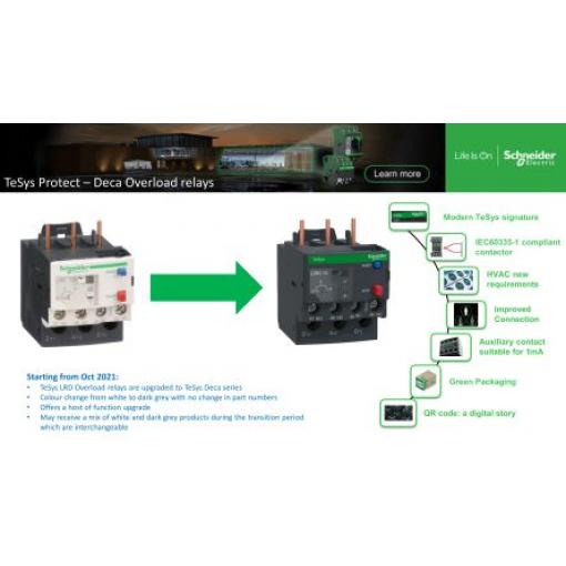 Schneider Electric Relé teplotního přetížení, rozsah: TeSyS LR 1 NO/1 NC s resetováním tlačítkem resetováním a hodnotami