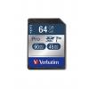 Karta SD 64 GB SDXC XC Verbatim, řada: Pro Třída 3 150 °C -25 °C 600x