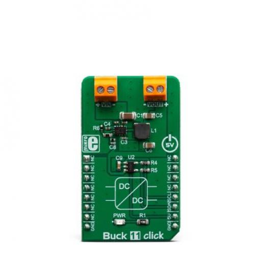 Vývojová sada pro řízení napájení, Buck 11 Click, Snižovací měnič, MikroElektronika