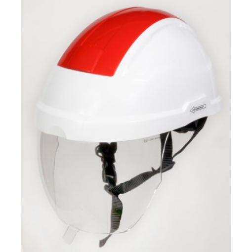 Elektrikářská přilba 1000 V, EN 166, EN 167, EN 168, EN 170, EN 50365, Red, White, ABS, PC Ano Ano