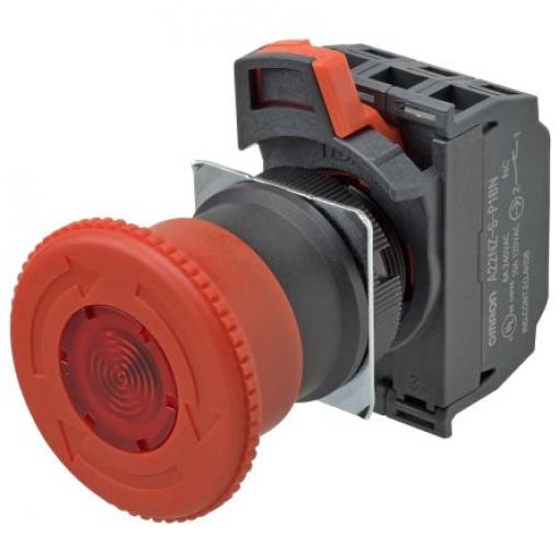 Omron A22NE-PD Uvolnění kroucením Osvětlené Tlačítko nouzového vypínače Montáž do panelu 22 mm 2 NO/2 NC IP65