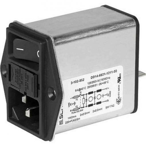 Schurter Konektor IEC 6A, řada: DD14 C14, Šroubová svorka 5 x 20 mm, 250 V ac 2 póly, 50/60 Hz Rychlé připojení, 85 °C,
