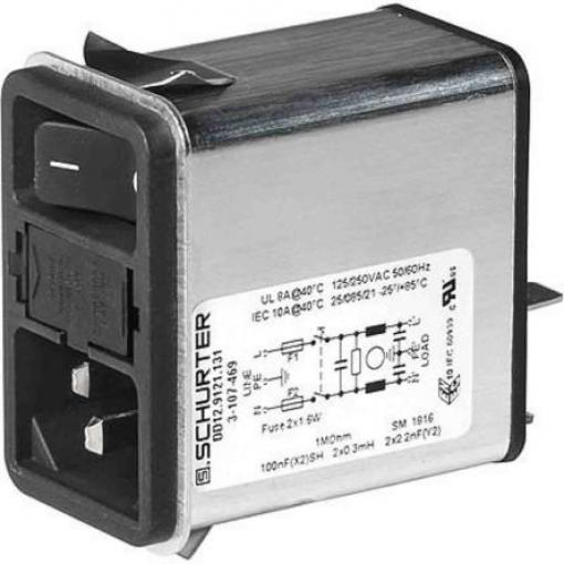 Schurter Konektor IEC 2A, řada: DD12 C14, Zacvakávací montáž 5 x 20 mm, 250 V ac 2 póly, 50/60 Hz Rychlé připojení, 85