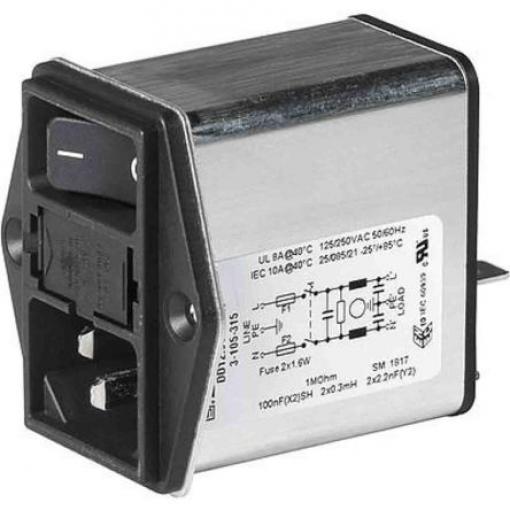 Schurter Konektor IEC 10A, řada: DD12 C14, Šroubová svorka 5 x 20 mm, 250 V ac 2 póly, 50/60 Hz Rychlé připojení, 85 °C,